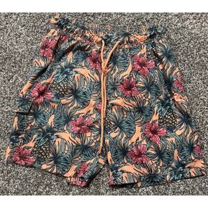 U.S Apparel Shorts Men's Size M‎ Floral Pineapple Swim Trunks Lined Drawstring